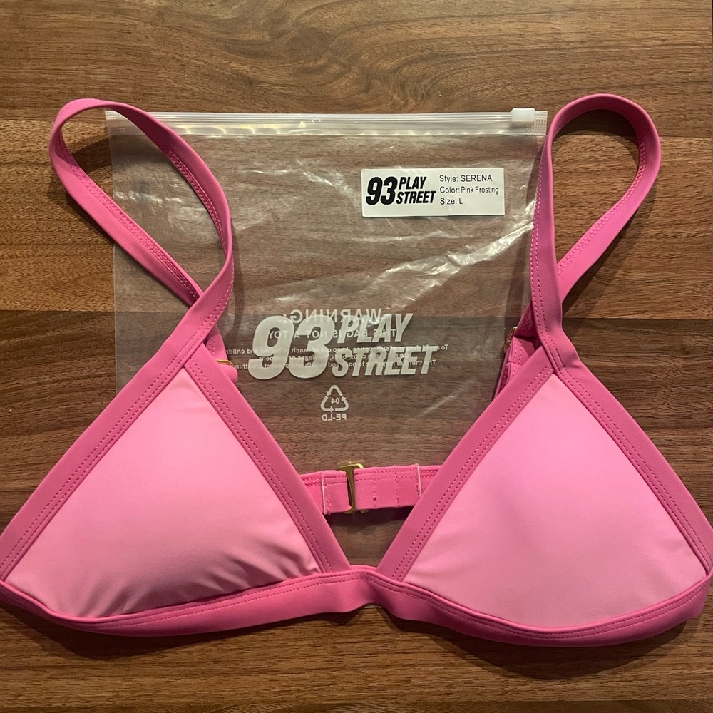 93 Play Street Serena Poppy Pink Triangle Bikini Top